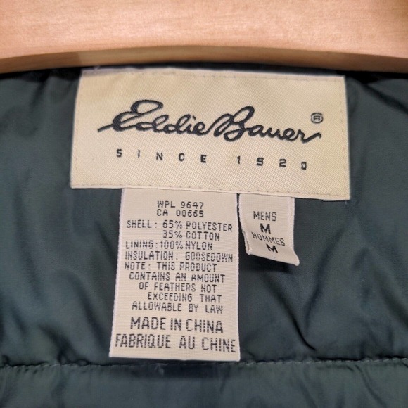 Eddie Bauer Men's Full Zip Down Puffer Vest Green Medium Mock Neck Lined - Picture 11 of 14